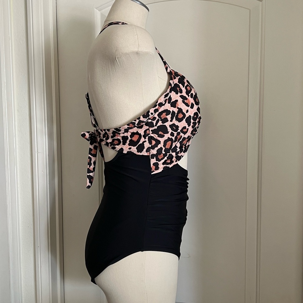 One Piece High Waisted Swimsuit / Tummy Control / Tie Back - Picture 8 of 10